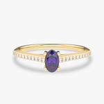 Pierścionek z Owalnym Tanzanitem oraz Brylantami - Venetia Jewels - 14K złoto z brylantami