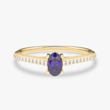 Pierścionek z Owalnym Tanzanitem oraz Brylantami - Venetia Jewels - 14K złoto z brylantami