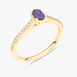 Pierścionek z Owalnym Tanzanitem oraz Brylantami żółty - Venetia Jewels - 14K złoto z brylantami