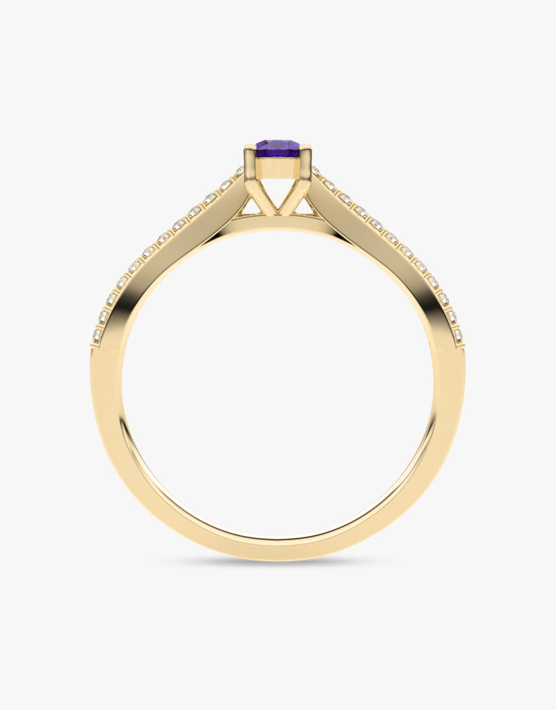 Pierścionek z Owalnym Tanzanitem oraz Brylantami - Venetia Jewels - 14K złoto z brylantami