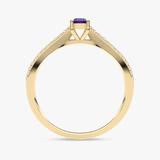 Pierścionek z Owalnym Tanzanitem oraz Brylantami - Venetia Jewels - 14K złoto z brylantami