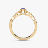 Pierścionek z Brylantowymi Sercami i Szafirem - Venetia Jewels - 14K złoto z brylantami