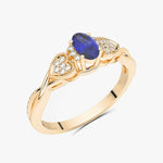 Pierścionek z Brylantowymi Sercami i Szafirem - Venetia Jewels - 14K złoto z brylantami