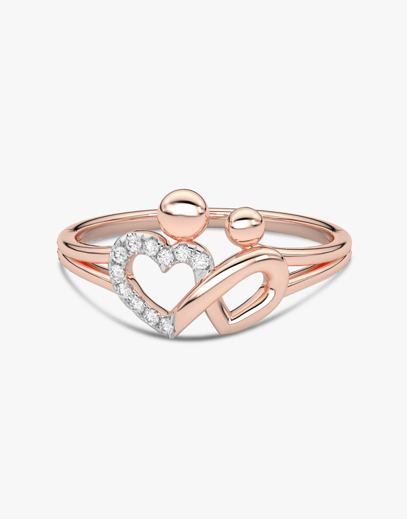 Pierścionek w Kształcie Serca z Brylantami Różowy - Venetia Jewels - 14K złoto z brylantami