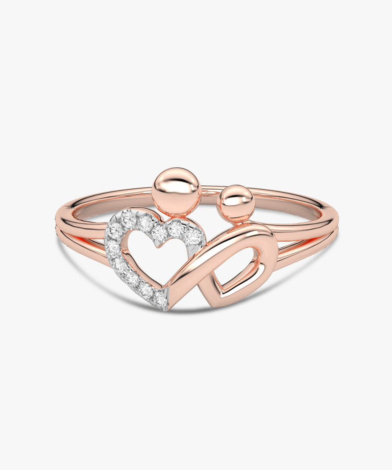 Pierścionek w Kształcie Serca z Brylantami Różowy - Venetia Jewels - 14K złoto z brylantami