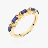 Pierścionek Obrączka z Szafirami żółty - Venetia Jewels - 14K złoto z brylantami