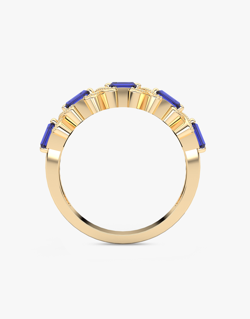 Pierścionek Obrączka z Szafirami - Venetia Jewels - 14K złoto z brylantami