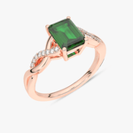 Skręcony Pierścionek ze Szmaragdem Różowy - Venetia Jewels - 14K złoto z brylantami