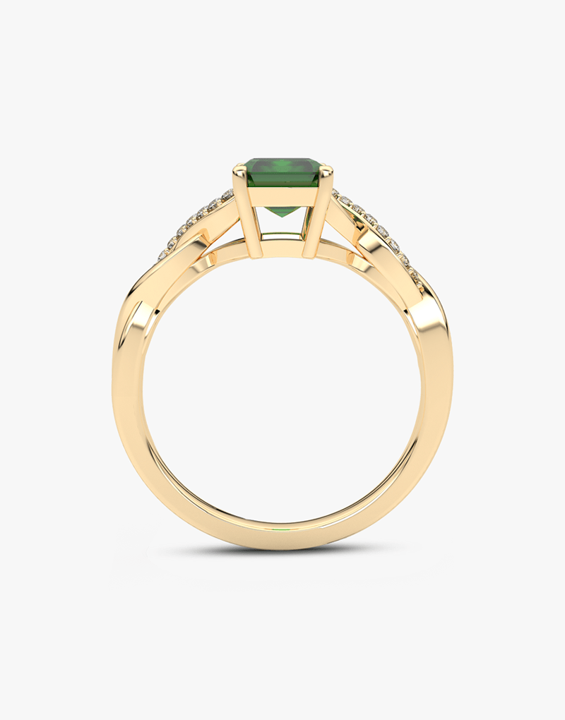 Skręcony Pierścionek ze Szmaragdem - Venetia Jewels - 14K złoto z brylantami