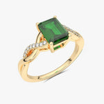Skręcony Pierścionek ze Szmaragdem żółty - Venetia Jewels - 14K złoto z brylantami