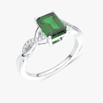 Skręcony Pierścionek ze Szmaragdem Biały - Venetia Jewels - 14K złoto z brylantami