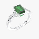 Skręcony Pierścionek ze Szmaragdem Biały - Venetia Jewels - 14K złoto z brylantami