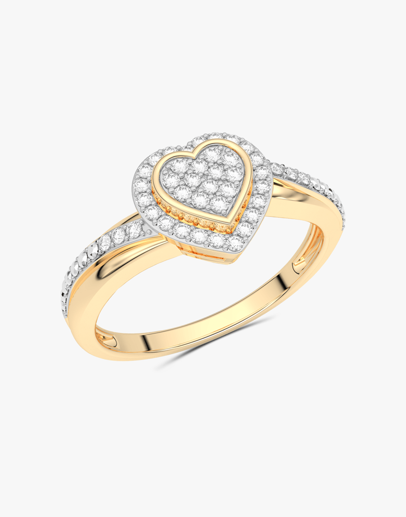 Pierścionek w Kształcie Serca z Brylantami żółty - Venetia Jewels - 14K złoto z brylantami