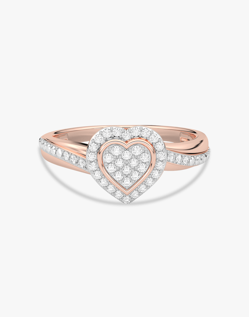 Pierścionek w Kształcie Serca z Brylantami Różowy - Venetia Jewels - 14K złoto z brylantami