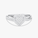 Pierścionek w Kształcie Serca z Brylantami Biały - Venetia Jewels - 14K złoto z brylantami