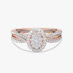 Złoty Pierścionek z Brylantami z podwójnym pierścieniem w różowym i białym złocie