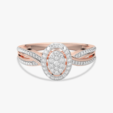 Złoty Pierścionek z Brylantami z podwójnym pierścieniem w różowym i białym złocie