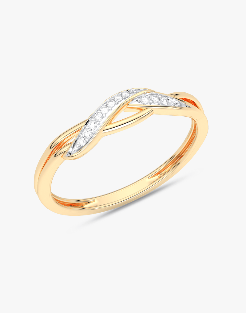 Kręty Pierścionek z Brylantami żółty - Venetia Jewels - 14K złoto z brylantami