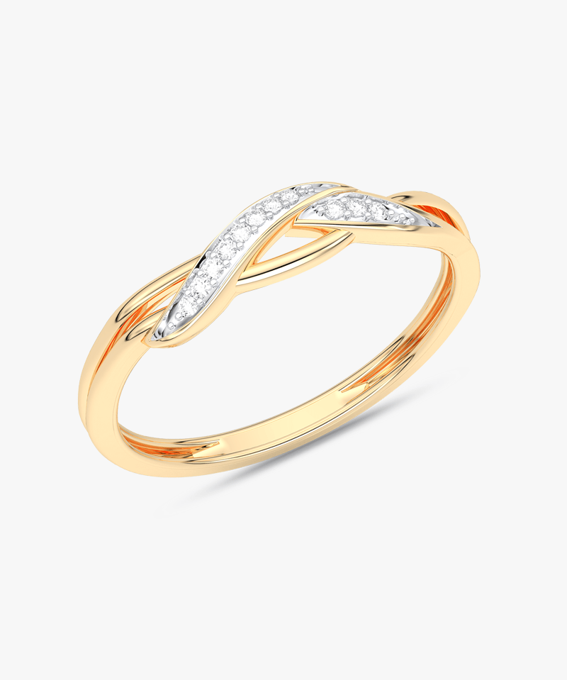 Kręty Pierścionek z Brylantami żółty - Venetia Jewels - 14K złoto z brylantami