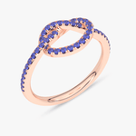 Spleciony Szafirowy Pierścionek Różowy - Venetia Jewels - 14K złoto z brylantami