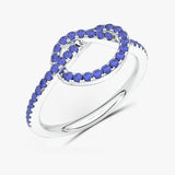 Spleciony Szafirowy Pierścionek Biały - Venetia Jewels - 14K złoto z brylantami