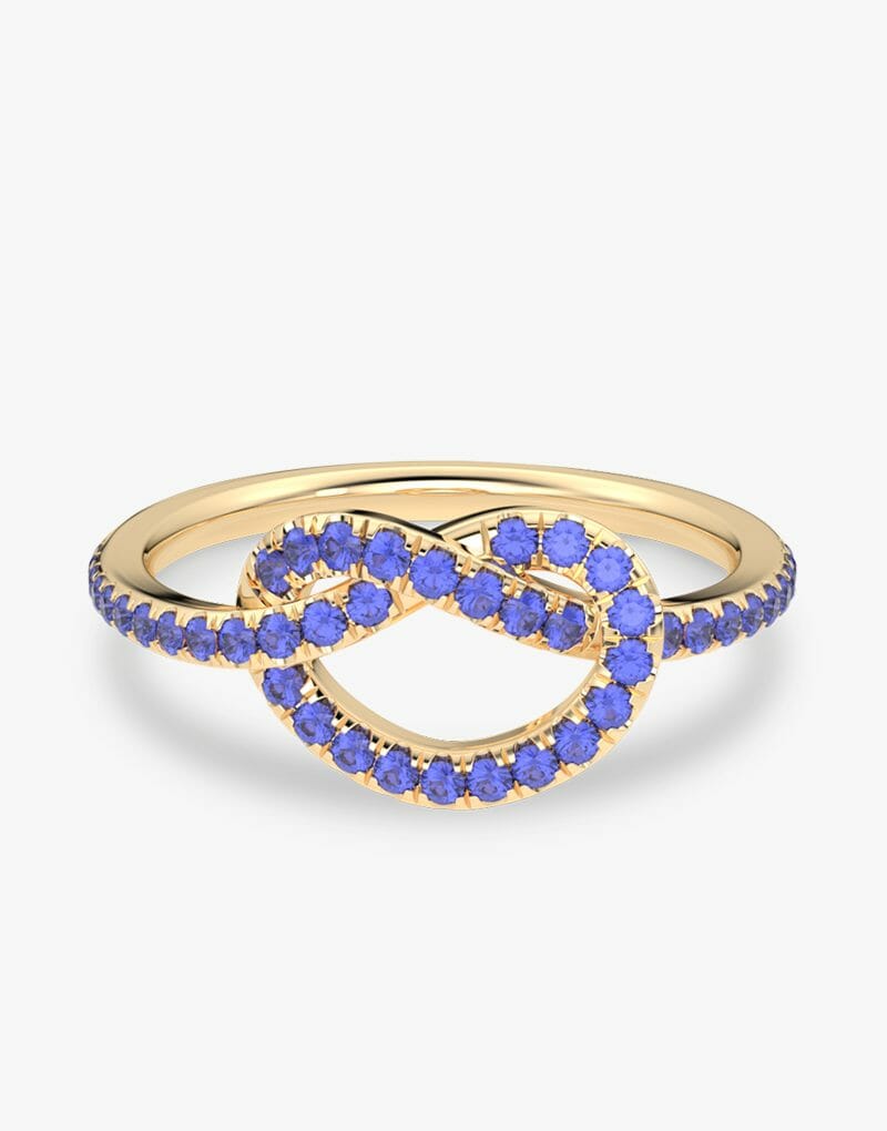 Spleciony Szafirowy Pierścionek - Venetia Jewels - 14K złoto z brylantami