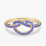 Spleciony Szafirowy Pierścionek - Venetia Jewels - 14K złoto z brylantami