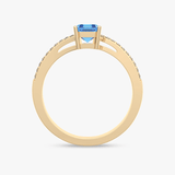 Wzornik pierścionek z topazem i brylantami w złotym wykończeniu z delikatnymi szczegółami