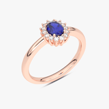Pierścionek z Szafirem i z Brylantami na Kształt Kwiatu Różowy - Venetia Jewels - 14K złoto z brylantami