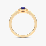 Pierścionek z Szafirem i z Brylantami na Kształt Kwiatu - Venetia Jewels - 14K złoto z brylantami