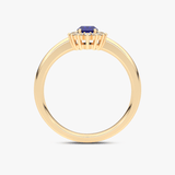 Pierścionek z Szafirem i z Brylantami na Kształt Kwiatu - Venetia Jewels - 14K złoto z brylantami