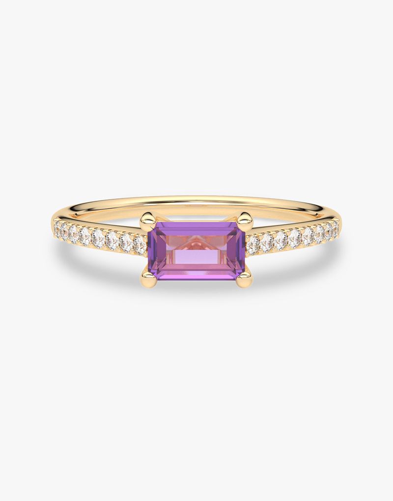 Pierścionek z Ametystem w Stylu Vintage - Venetia Jewels - 14K złoto z brylantami
