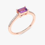 Pierścionek z Ametystem w Stylu Vintage Różowy - Venetia Jewels - 14K złoto z brylantami