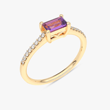 Pierścionek z Ametystem w Stylu Vintage żółty - Venetia Jewels - 14K złoto z brylantami