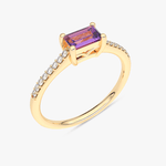 Pierścionek z Ametystem w Stylu Vintage - Venetia Jewels - 14K złoto z brylantami