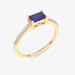 Pierścionek Vintage z Szafirem i Brylantami żółty - Venetia Jewels - 14K złoto z brylantami