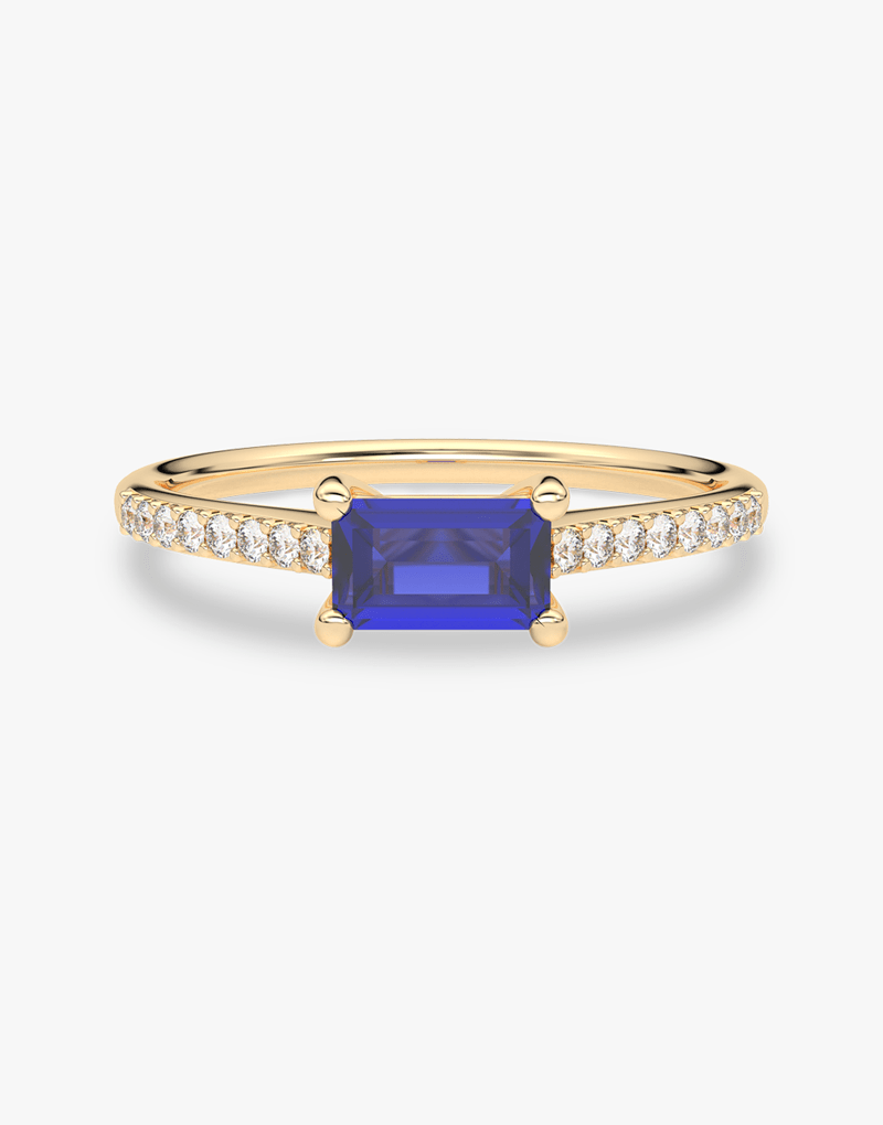 Pierścionek Vintage z Szafirem i Brylantami - Venetia Jewels - 14K złoto z brylantami