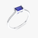 Pierścionek Vintage z Szafirem i Brylantami Biały - Venetia Jewels - 14K złoto z brylantami