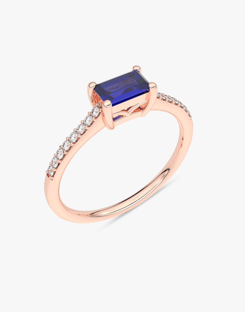 Pierścionek Vintage z Szafirem i Brylantami Różowy - Venetia Jewels - 14K złoto z brylantami