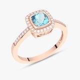 Pierścionek z Akwamarynem i Brylantami Różowy - Venetia Jewels - 14K złoto z brylantami