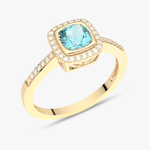 Pierścionek z Akwamarynem i Brylantami - Venetia Jewels - 14K złoto z brylantami