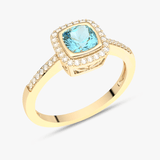 Pierścionek z Akwamarynem i Brylantami - Venetia Jewels - 14K złoto z brylantami