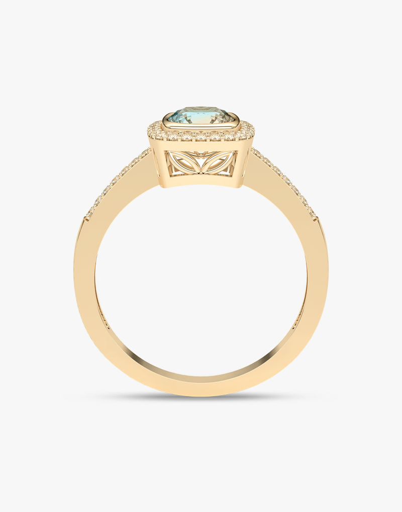 Pierścionek z Akwamarynem i Brylantami - Venetia Jewels - 14K złoto z brylantami