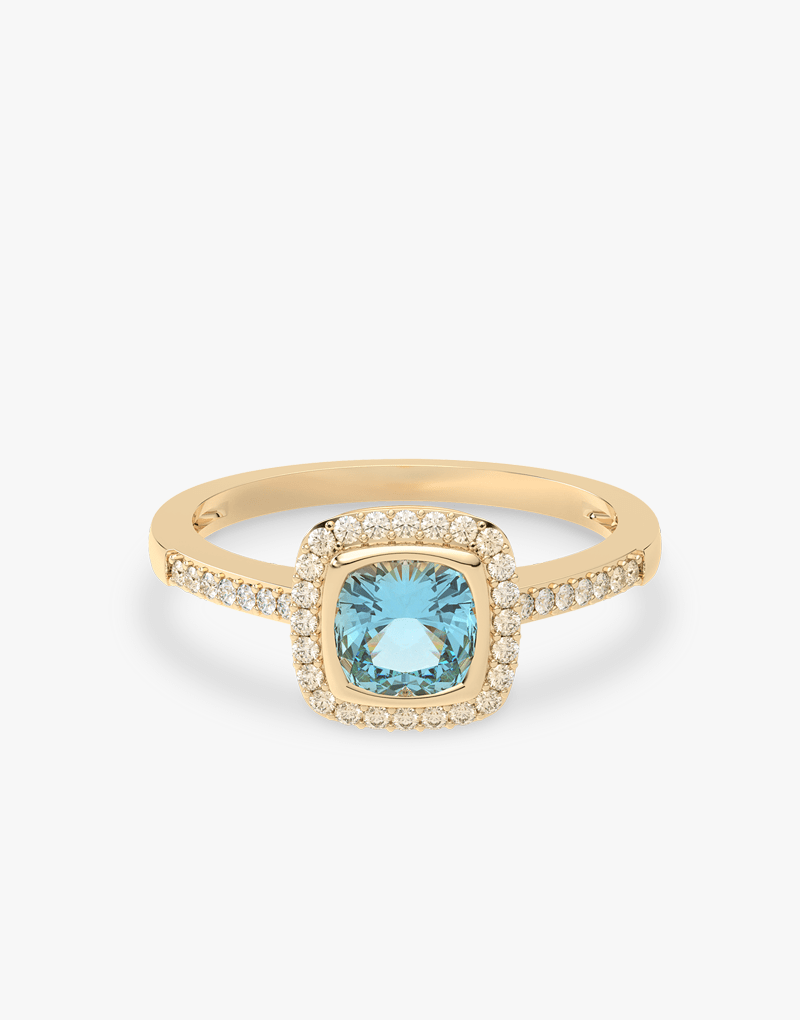 Pierścionek z Akwamarynem i Brylantami - Venetia Jewels - 14K złoto z brylantami