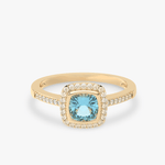 Pierścionek z Akwamarynem i Brylantami - Venetia Jewels - 14K złoto z brylantami