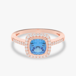 Pierścionek z Niebieskim Topazem i Brylantami Różowy - Venetia Jewels - 14K złoto z brylantami