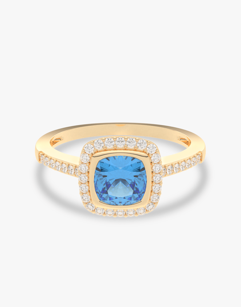 Pierścionek z Niebieskim Topazem i Brylantami - Venetia Jewels - 14K złoto z brylantami