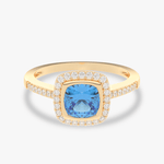 Pierścionek z Niebieskim Topazem i Brylantami - Venetia Jewels - 14K złoto z brylantami