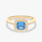 Pierścionek z Niebieskim Topazem i Brylantami - Venetia Jewels - 14K złoto z brylantami
