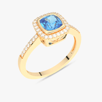 Pierścionek z Niebieskim Topazem i Brylantami żółty - Venetia Jewels - 14K złoto z brylantami